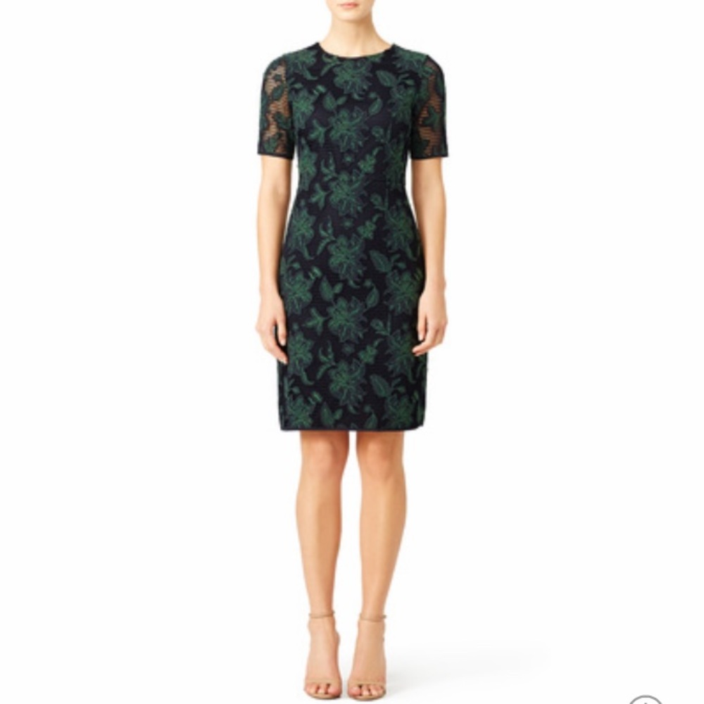 Tory Burch Blue Lace Applique Fishnet Sheath Dress